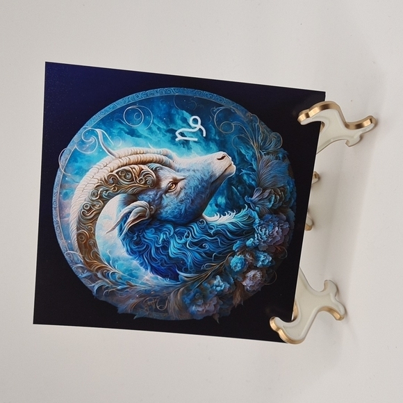 4x4 Capricorn Zodiac Sea Goat Art Illustration Watercolor Oil Painting Print - Picture 5 of 5